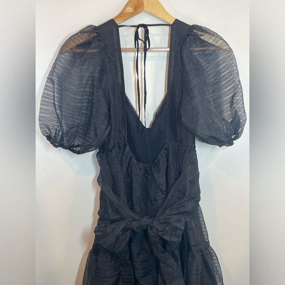 NWT Free People Hailey Black Dress Puff Sleeve Whimsigoth Fairy Size 4 - Picture 10 of 16